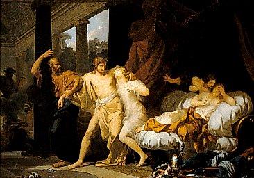 Baron Jean-Baptiste Regnault Regnault Socrates Tears Alcibiades from the Embrace of Sensual Pleasure oil painting image